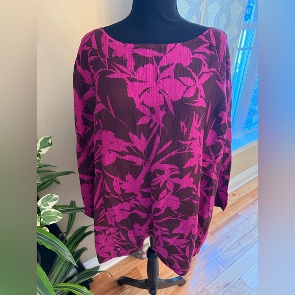 Soft Surroundings Tops - Soft Surroundings Women’s Oceo Gauze Tunic Top Tropical Fuchsia Pink Size 3X NWT